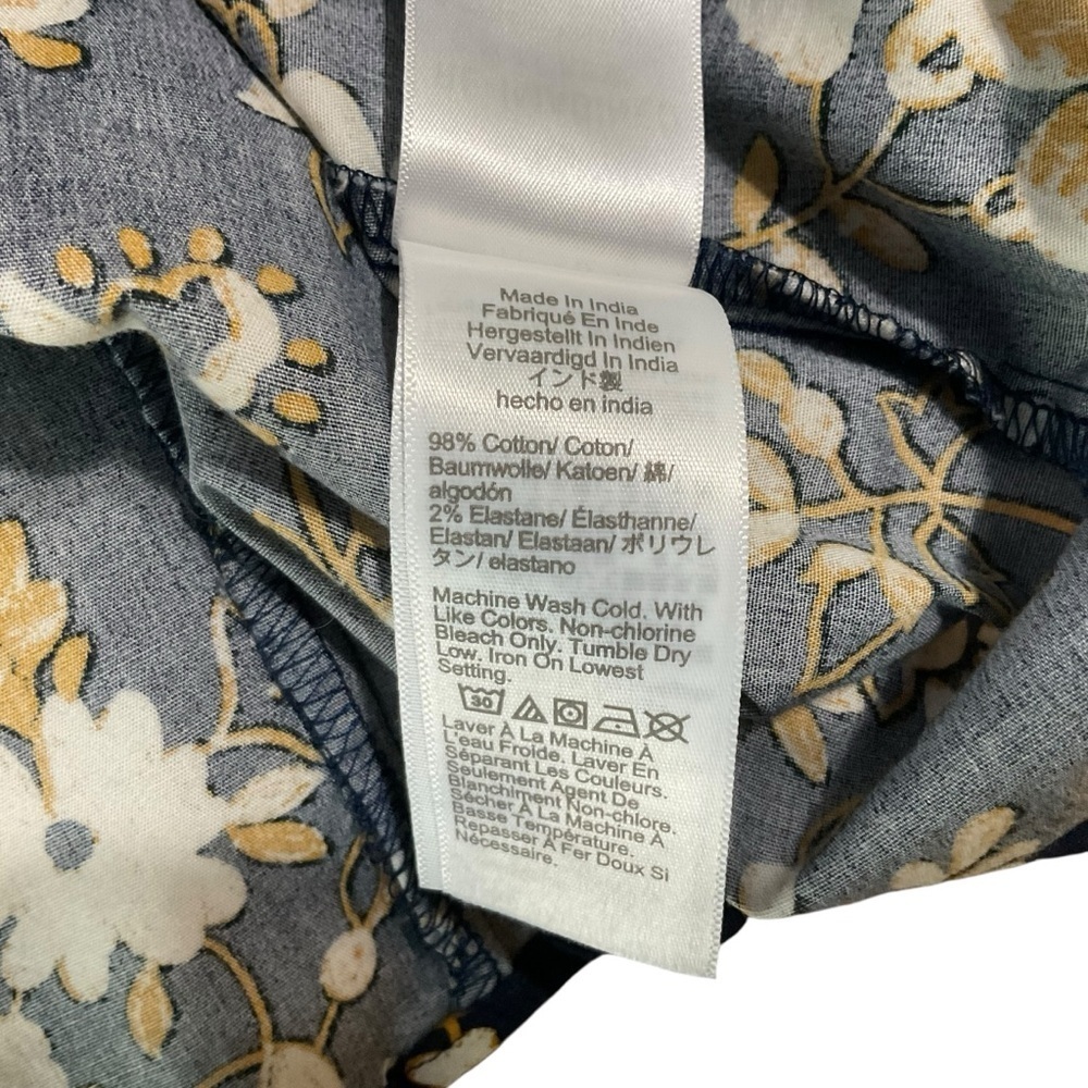 J. Crew Navy Floral Ruffle Blouse Long Sleeve Size L - Picture 8 of 10